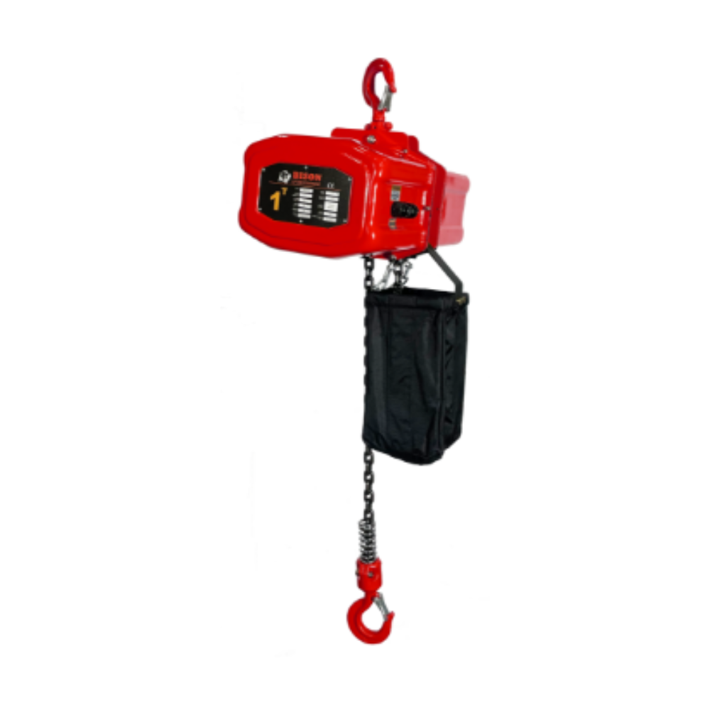 Bison 1Ton Electric Chain Hoist- Hook Mount, 115v/230v Single Phase 60hz
