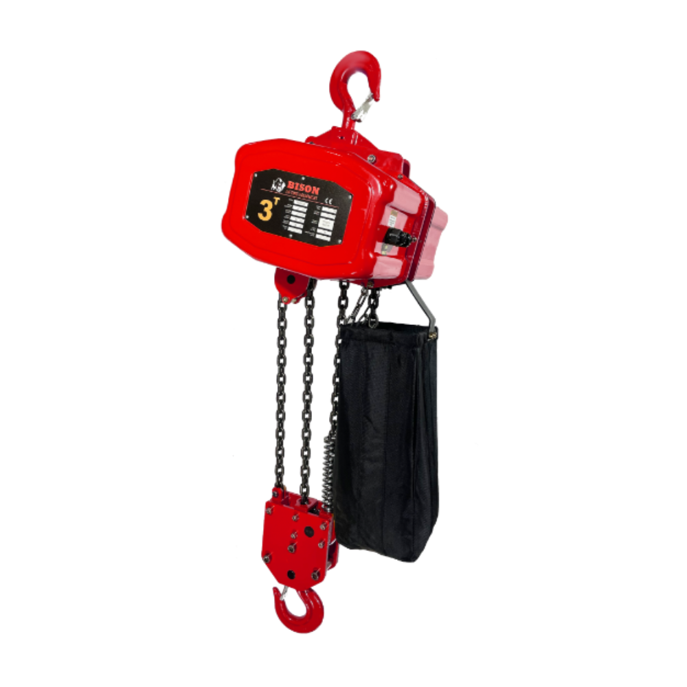 Bison 3Ton Electric Chain Hoist- Hook Mount, 115v/230v Single Phase 60hz